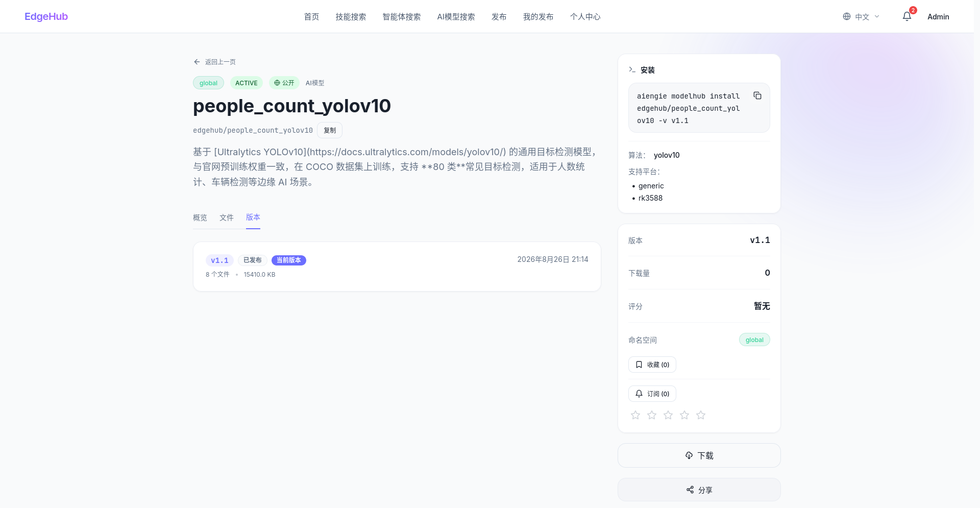 Model 版本 Tab